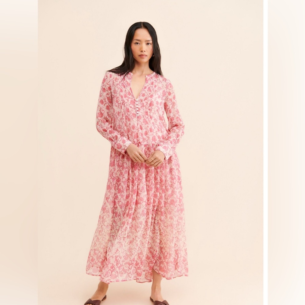 Free People Pink Floral Long Sleeve Dress
